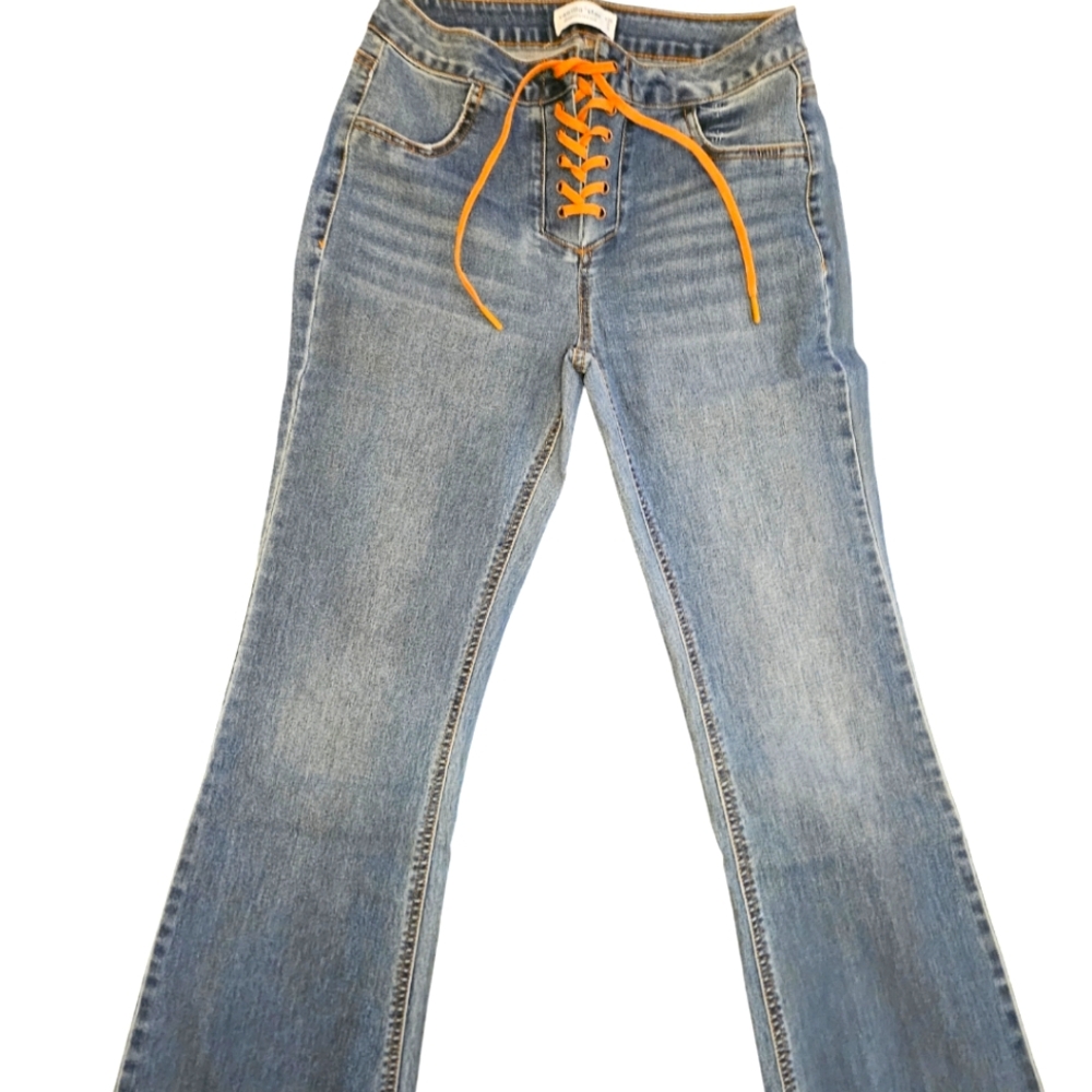 Retro, 90's, western tie up jeans